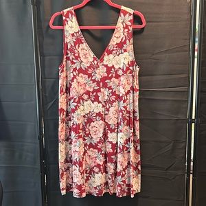 LOFT Floral Sleeveless Swing Dress, M
